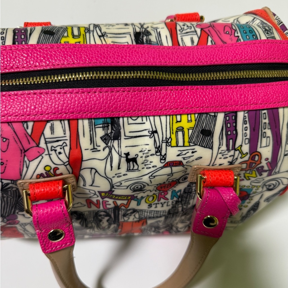 Henri Bendel Pink and Orange Satchel with Graphic Design - Picture 9 of 16